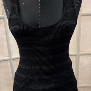 Belldini Black and Gold Ribbed Tank Top